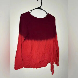 Women’s Faded Glory Two Tone Long Sleeve Knot Shirt Size XL